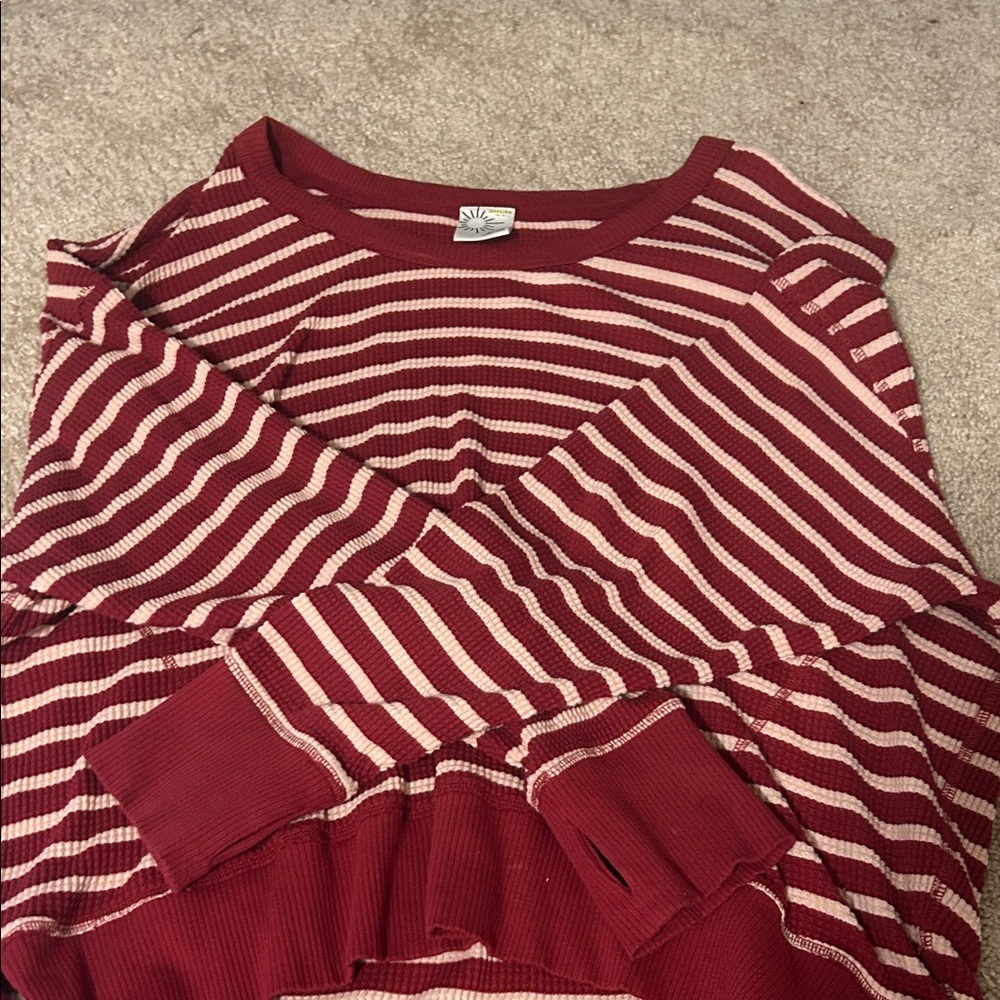 Aerie Red and Pink Striped Top